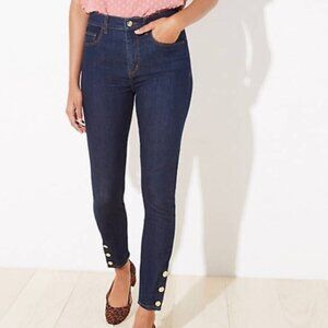 LOFT High Rise Button Skinny Jeans
